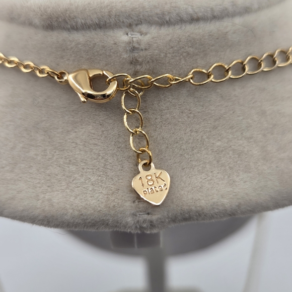 18K Gold Plated Brushed Disc Drop Necklace – Long 32” Chain - Picture 5 of 10